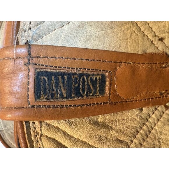 Vintage Dan Post Western Lizard Leather Cowboy Boots Brown Full Patchwork Sz 9D